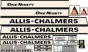 Juego completo de calcomanías Allis Chalmers 190 XT último modelo - Imagen 1 de 1
