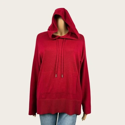 Tommy Bahama Mujer PEQUEÑO Rojo Con Capucha Bolsa Bolsillo Tejido Pullover Suéter Túnica Foto 1 de 4