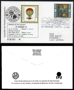 Ballonpost - Christkindl 8.12.1984 Weihnachtsballonpost Christkindl zu Sierning - Bild 1 von 1