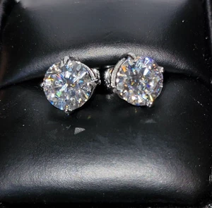 GRA Certified D/VVS1 5mm 1 Ct Moissanite Screw Back 925 Solitaire Stud Earrings - Picture 1 of 9