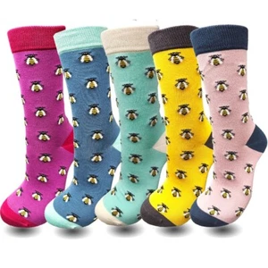 Calcetines de vestir de bambú lavencious 5 pares para mujer talla 9-11 (patrón de abeja) - Imagen 1 de 7