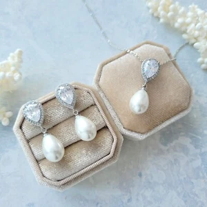 Schmuckset Ohrstecker Ohrringe Brautschmuck Braut Hochzeit Schmuck Zirkonia - Bild 1 von 5