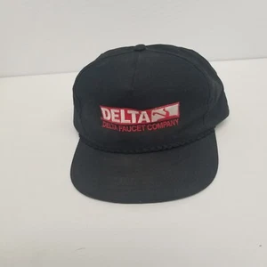 Vintage Delta Faucet Company Black Adjustable Snapback Hat - Picture 1 of 6
