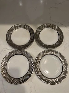 222 Fifth Beaded Silver Appetizer Dessert Bread Plates 6.5 Inches Set Of 4 - Picture 1 of 14