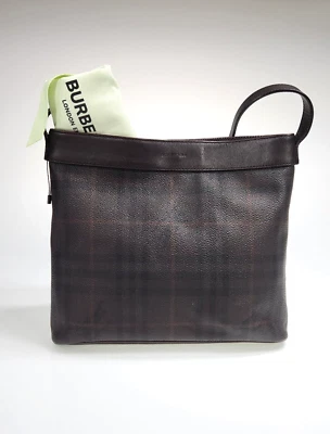 Burberry Smoked Haymarket Check Slim Shoulder Bag Coated Canvas Brown Leather - Image 1 of 4
