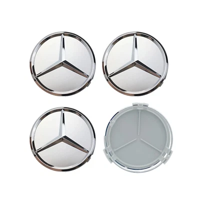 4pcs 75mm Car Wheel Center Hub Caps Fits For Mercedes Benz Gloss Matte Silver - Image 1 of 4