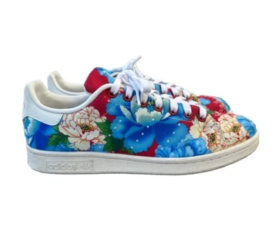 Adidas Stan Smith Floral Athletic Shoes Red Blue Womens Size 8.5 BB5158 - Image 1 of 4