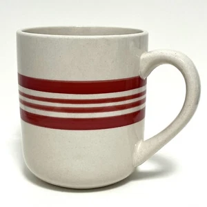 GREAT GATHERINGS Mug Beige Ceramic Red Stripes Cofffee Tea Serverware Tableware - Picture 1 of 9