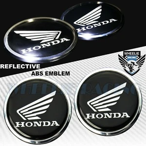 2.5"4MM THICK 3D CHROME FAIRING/FENDER EMBLEM STICKER REFLECTIVE HONDA WING LOGO - Picture 1 of 4