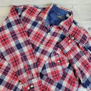 Vintage Hudsons Mens Store Plaid Flannel Quilted Shirt Shacket Large Wool Blend - Picture 1 of 12