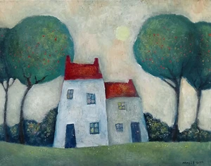 Huile sur toile ORIGINAL "PETITES MAISONS DE CAMPAGNE" 20 x 16 po par Jeremy Mayes - Photo 1/5