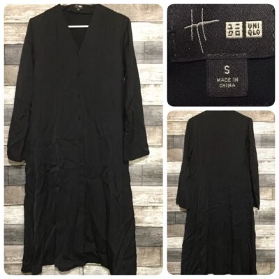 Uniqlo Hana Tajima Shirt Dress Women’s Black 100% Rayon Buttons (Read Desc) - Image 1 of 4