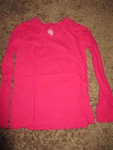 Langarmshirt Mädchen M 7/8 Faded Glory rosa V-Ausschnitt neu ohne Etikett - Bild 1 von 2