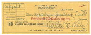 Walt Disney signierter Scheck/Scheck - Filmstar Regisseur - Vordruck - Bild 1 von 1