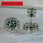3ct Round Lab Created Diamond Halo Stud Women's Earrings 14k White Gold Plated