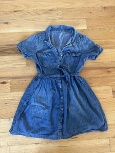 Gap Kids XL Denim Dress With Belt Short Sleeve Cute Dress Button Up - Picture 1 of 3