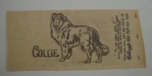 Kellogg's Grow-Pup Hundefutter COLLIE Premium Transfer 40er Jahre Aufkleber - Bild 1 von 3