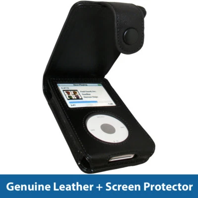 Black Leather Case Cover for Apple iPod Classic 80gb 120gb 160gb 6th Generation - Image 1 of 4