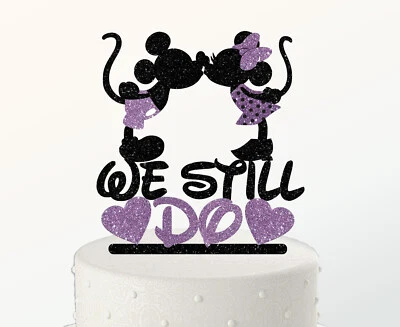 Mickey Mouse y Minnie Mouse Personalizado Aniversario Pastel Topper [16sd] Foto 1 de 2