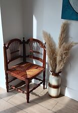 Really Pretty Vintage Arts & Crafts Style French Corner Chair with Rush Seat