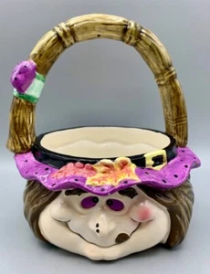 WCL Hexenkopf dummes Gesicht Keramik Korb Halloween Dekoration bezaubernd süß - Bild 1 von 12