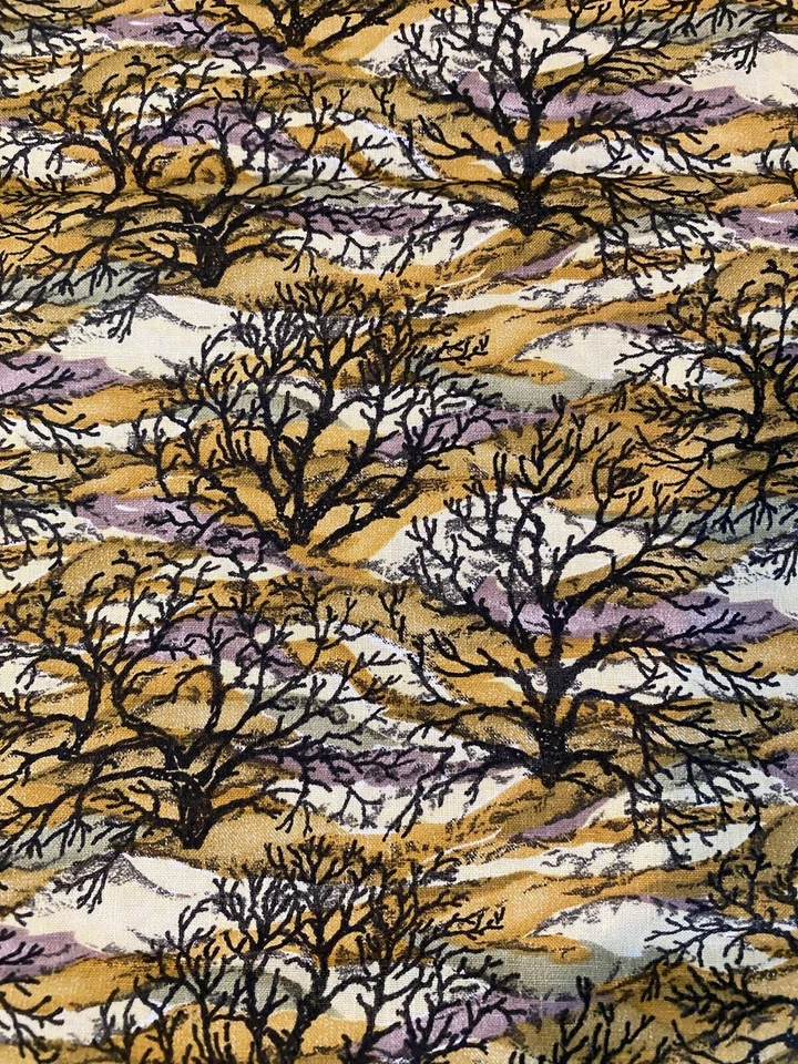 RJR Fashion Fabrics Vintage BACK TO NATURE Trees  Brush Gold Purple Green 44x68” - Image 1 of 3