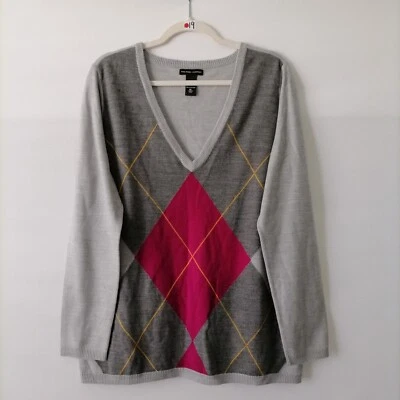 Suéter Pullover New York & Company Mujer Gris Manga Larga Cuello en V Talla XL Foto 1 de 4