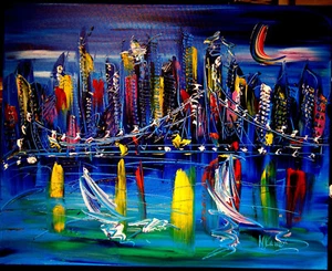 M. KAZAV - NEW YORK ART Oil Painting abstract SIGNED Original H8696f - Picture 1 of 4