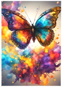 BUTTERFLY COSMOS * Custom ACEO * Novelty * WHIMSICAL * Art Card * ATC - Picture 1 of 2