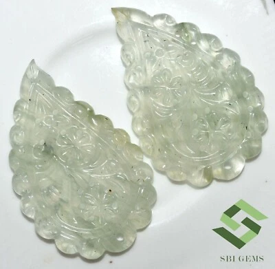 Par de gemas sueltas de calcedonia natural hechas a mano 45x28 mm 68,45 CTS Foto 1 de 4