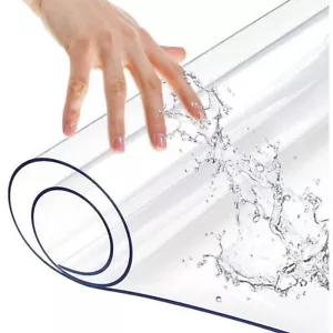 All Sizes Clear PVC Tablecloth Table Cover Plastic Crystal Protector Dining Tabl - Picture 1 of 12