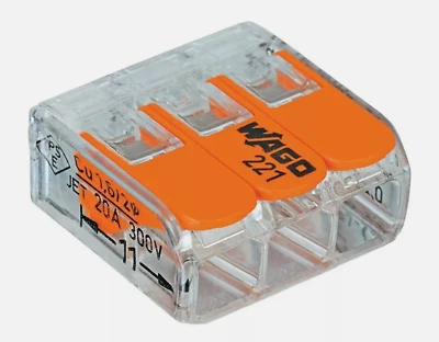 Wago 221-413 LEVER-NUTS 3 Conductor Compact Connectors 100 PK - Image 1 of 3