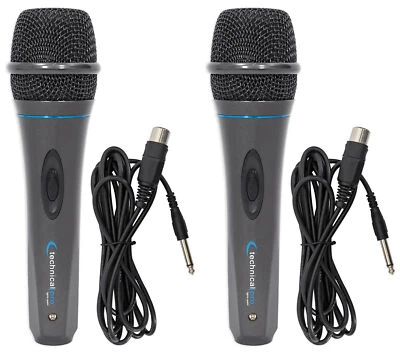 2 micrófonos con cable Technical Pro MK75 Karaoke DJ + cables XLR a 1/4" de 10 pies Foto 1 de 4