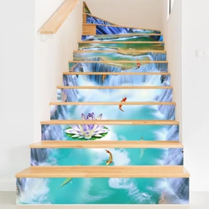 DIY Waterfall Self-adhesive Stair Riser Floor Stickers Staircase Decal Art Mural - Picture 1 of 13