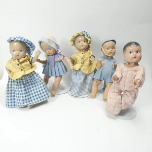 Dionne Quints 5 Baby Dolls Set 7" Tall Compo 1930s Madame Alexander Vintage - Picture 1 of 18