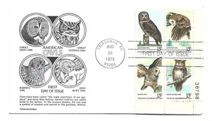 1760-63 American Owls, Aristocrat Cachets plate block FDC - Picture 1 of 1