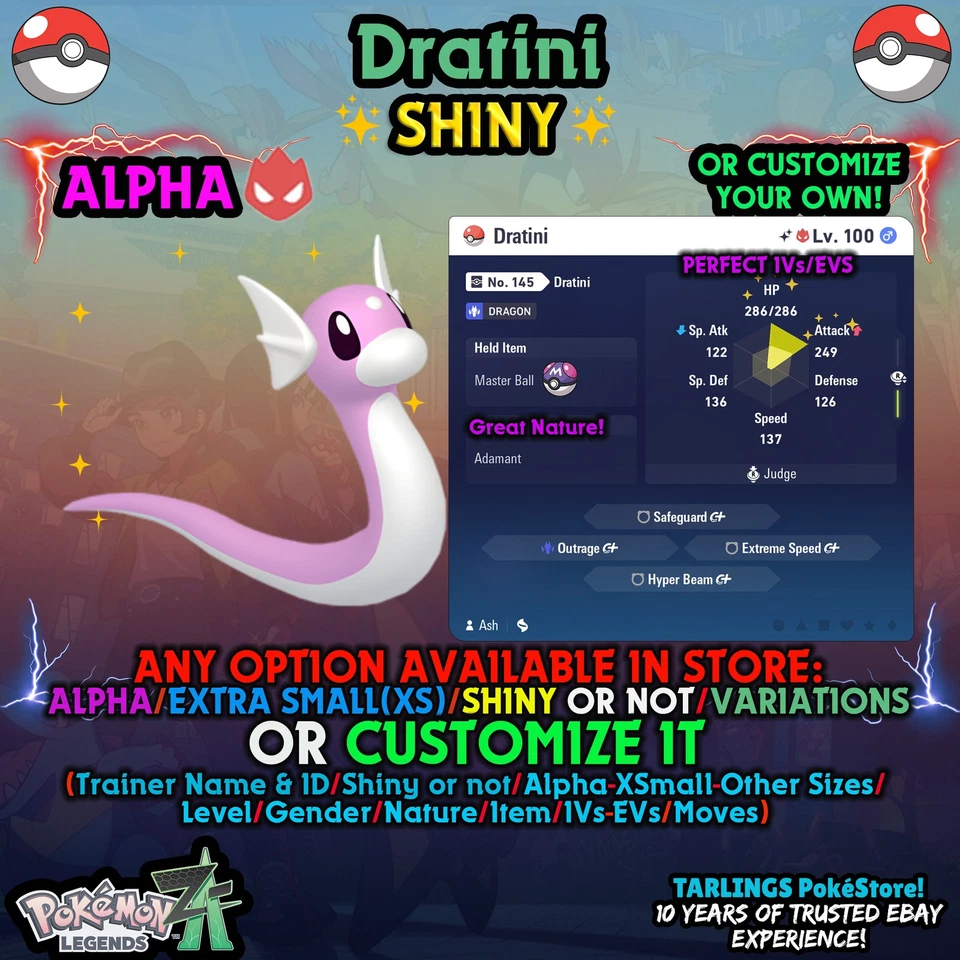 Pokemon Legends ZA 🐉 Dratini - SHINY/NON/ALPHAS/XS/BUNDLES ✨ OR CUSTOM ✨ - Image 1 of 1