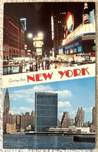 Vtg NY New York Times Square Manhattan 5 x 8 Oversized Large Big Chrome Postcard - Picture 1 of 2
