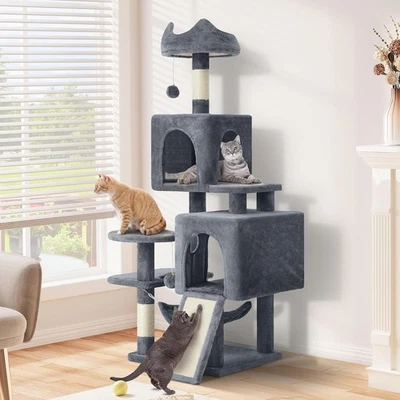 54in Tall Cat Tree Tower Condo Multi-Level with Sisal Scratching Post Cat Condos - Image 1 of 4