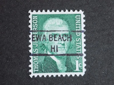 (1) MNH U. S.  precan. stamps 1 C* JEFFERSON, W/A EWA, HAWAII PC - Image 1 of 2