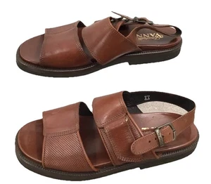 Fratelli Vanni Mens Leather Brown Strap Sandals Size 41 Adjustable Buckle Italy - Picture 1 of 8