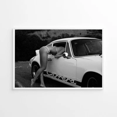 Porsche Carrera Poster, Car Print, Vintage Print, Black White Photography - Image 1 of 4