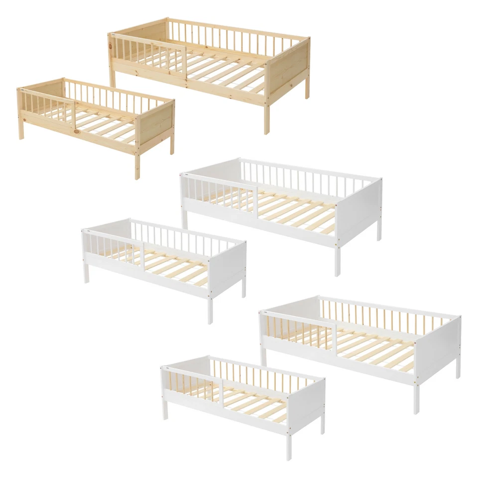 Cama infantil con o sin colchón blanca / beige de madera para habitación juvenil - Imagen 1 de 1