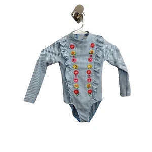 Mini Boden Embroidered Striped Swimwear Long Sleeve Size 4/5 Y - Picture 1 of 13