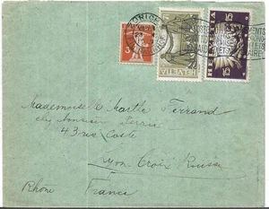 SCHWEIZ 1949 ZÜRICH BRIEF MIT 3 BRIEFMARKEN NACH FRANKREICH MEINE REF 6326 - Bild 1 von 1