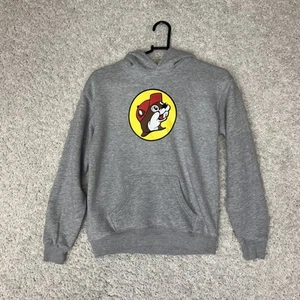 Buc-ee's Hoodie Youth Large Gray Pullover Sweatshirt Beaver Logo Graphic Unisex - Picture 1 of 6