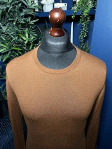 Joseph Jumper Crew Neck Merino Wool Pullover Knit Brown Ginger Womens XL Slim - Picture 1 of 5