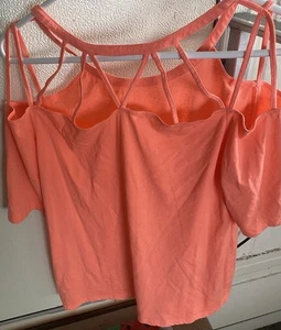 fabletics strappy orange top short sleeve size XL polyester/cotton - Picture 1 of 4