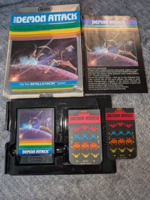Demon Attack (Intellivision) Cart, Manual, Box, & Overlays! Tested & Working!