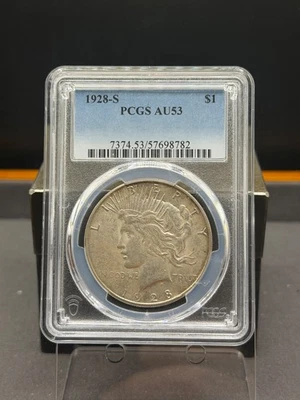 1928-S Peace Silver Dollar KEY DATE Graded PCGS AU53 - Image 1 of 2